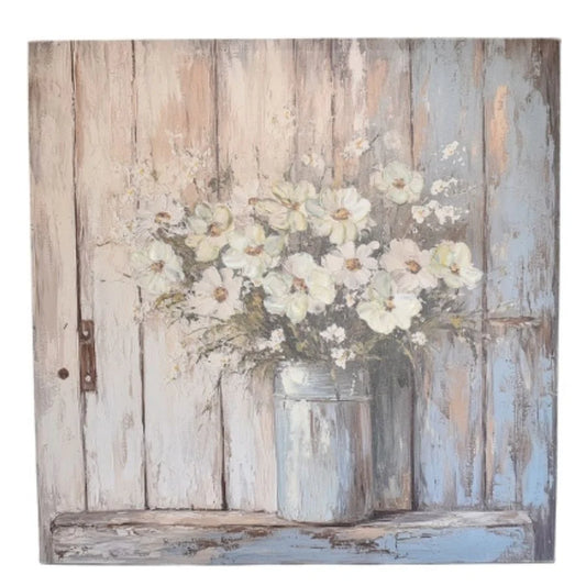 White Flowers Scene on Canvas