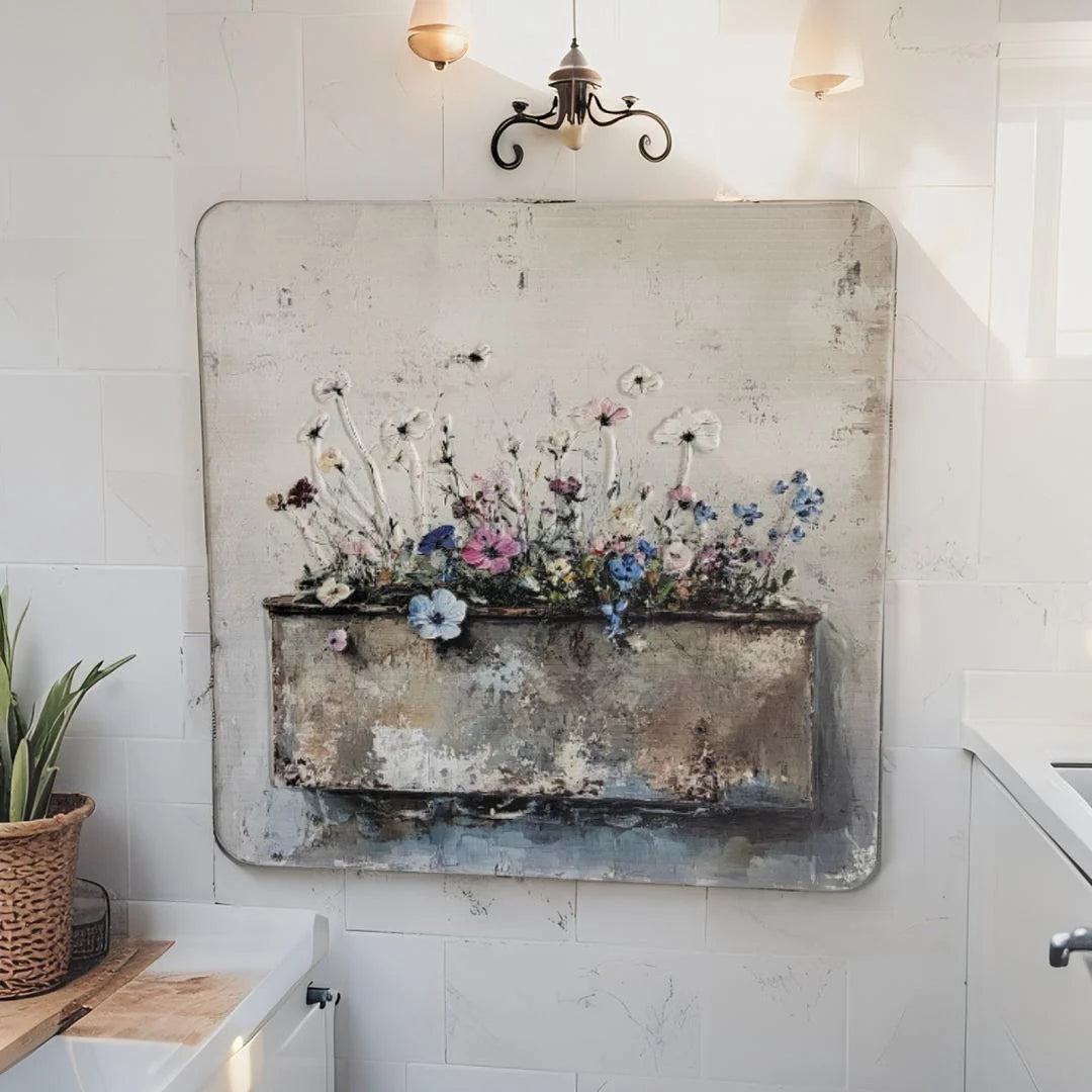 Flower Scene Pressed Metal Wall Art