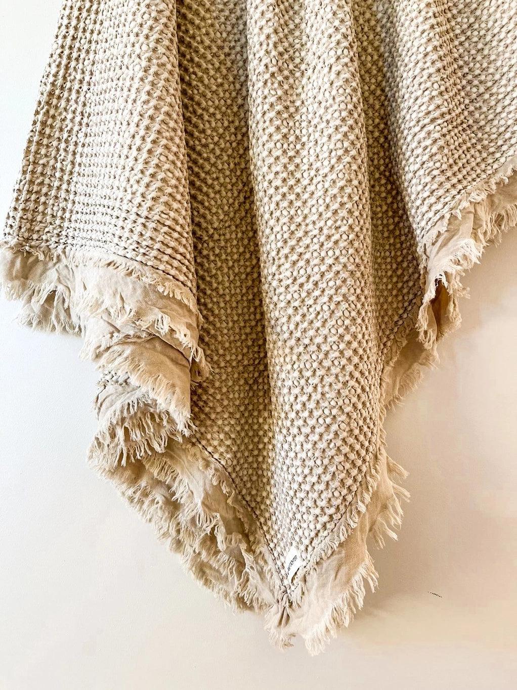 Organic Cotton Rustic Waffle Throw Blanket - Natural - Farmhouse Finds