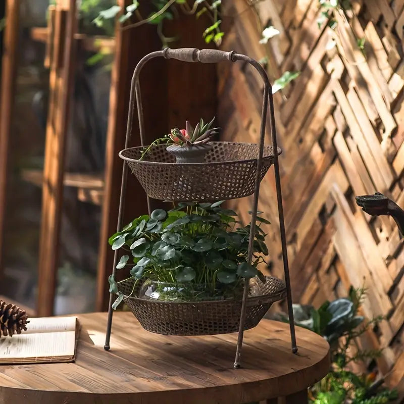 Vintage Iron Dual Plant Stand