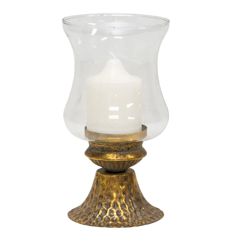 Lustre Footed Pressed Metal Candleholder