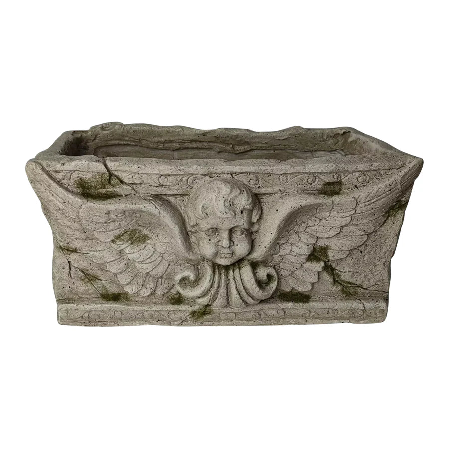 Aged Concrete Rectangular Angel Planter