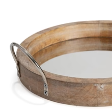 Round Mirror Based Mango Wood Tray w/Handles - Farmhouse Finds
