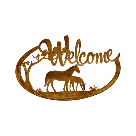 Laser-cut Welcome Sign with Horses