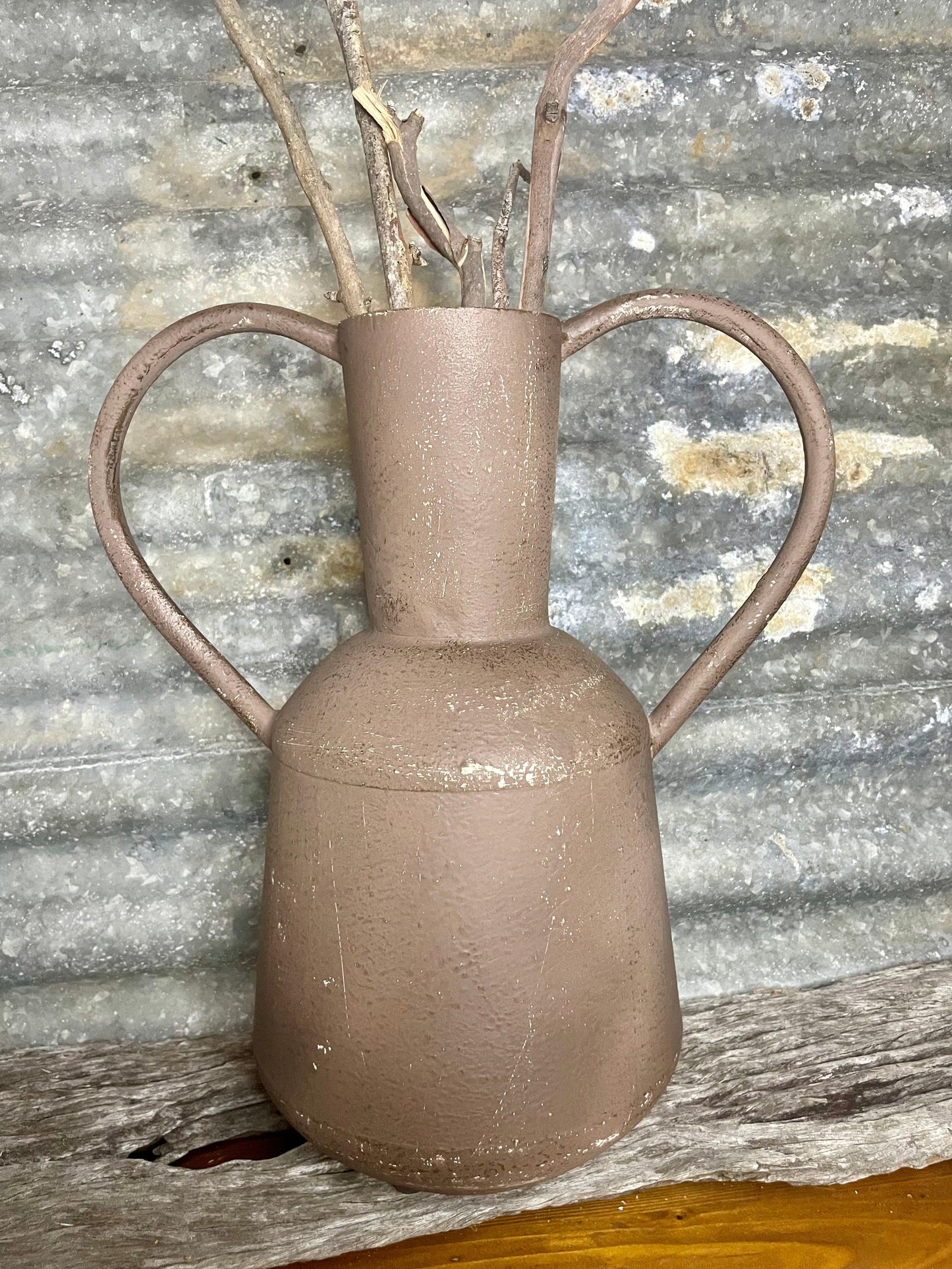 Artisan Aged Vase with Heart Handles - Farmhouse Finds