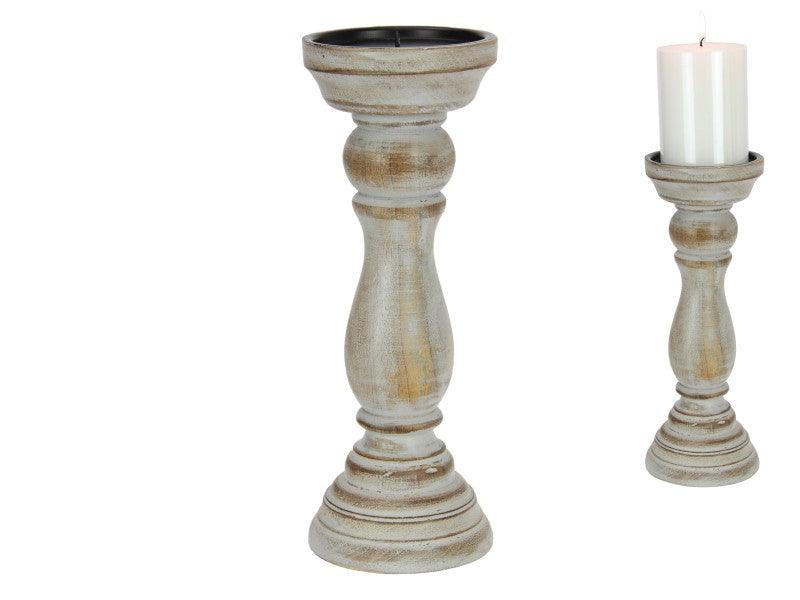 Pillar Wood 28cm Candle Holder - Farmhouse Finds