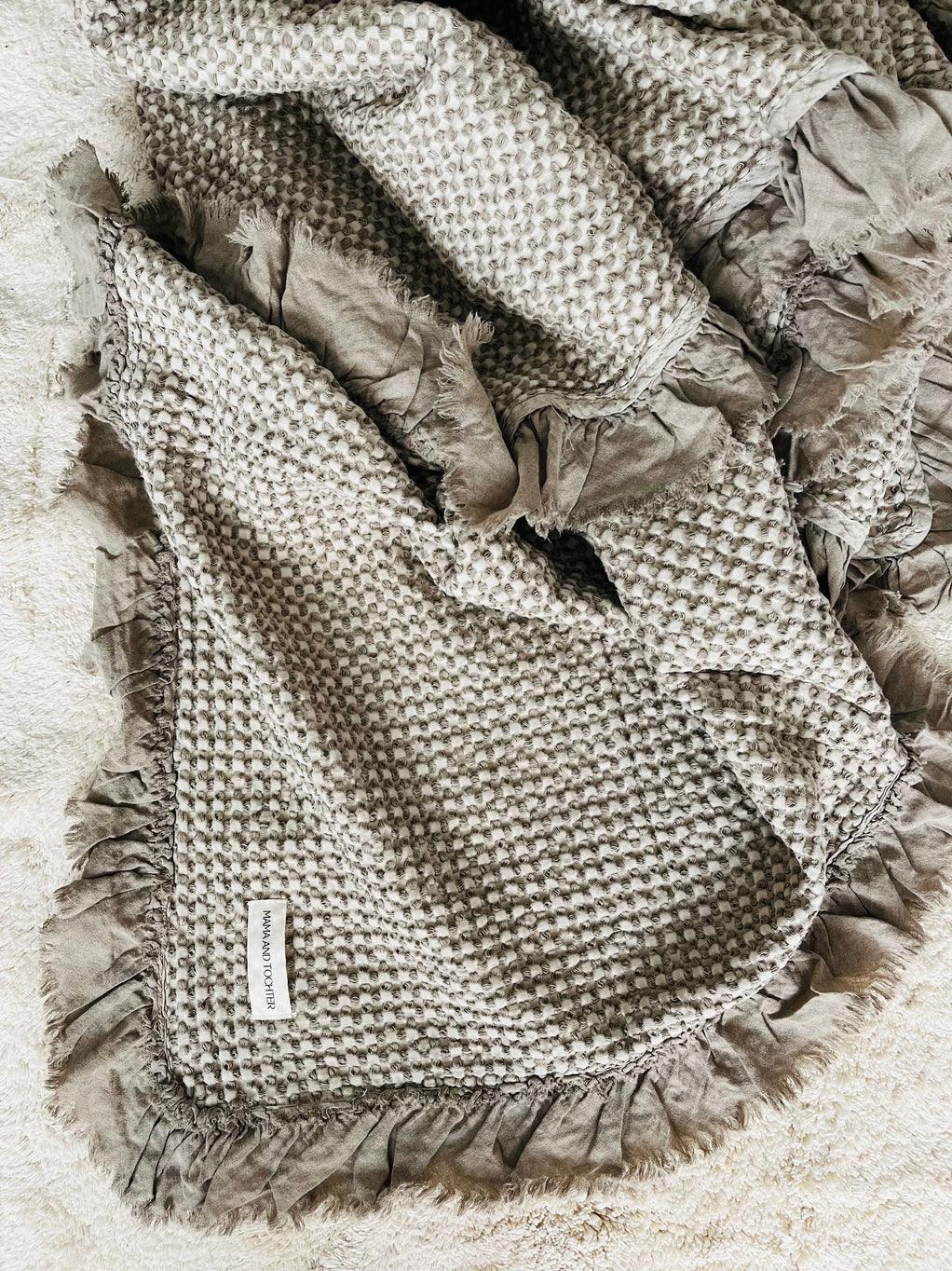 Organic Cotton Rustic Waffle Throw Blanket - Mushroom - Farmhouse Finds