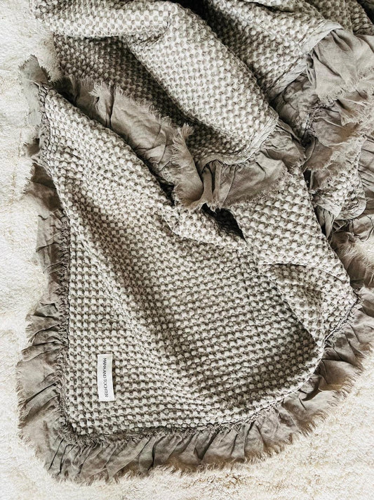 Organic Cotton Rustic Waffle Throw Blanket - Mushroom - Farmhouse Finds