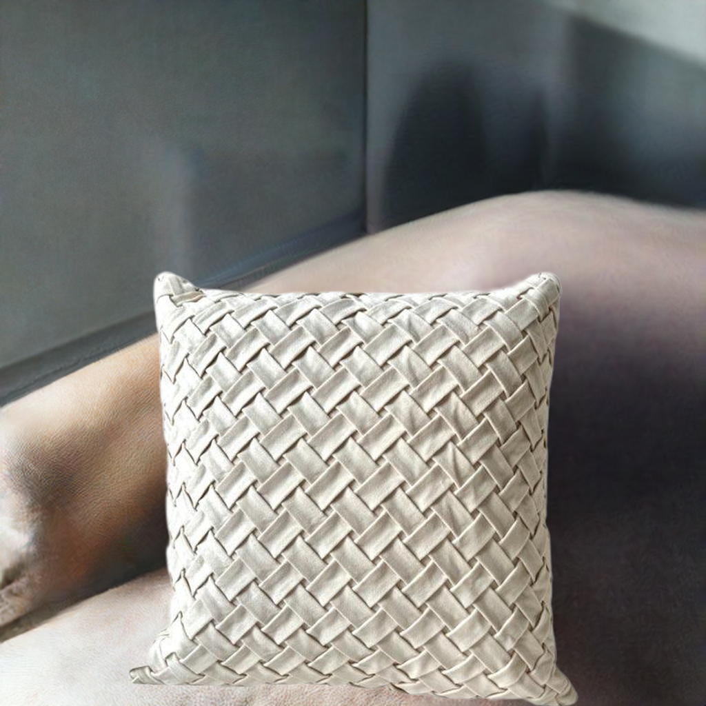 White Filled 45cm x 45cm Velvet Cushion - Farmhouse Finds