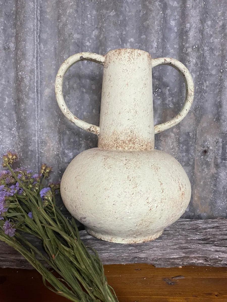 Artisan Aged Vase with Wide Base & Handles - Farmhouse Finds