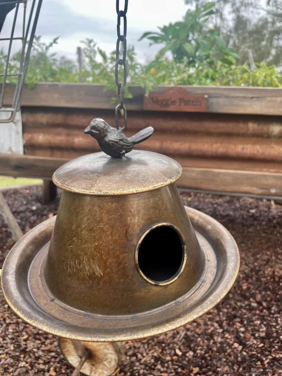 Hanging Birdhouse with Feeder Tray - Farmhouse Finds