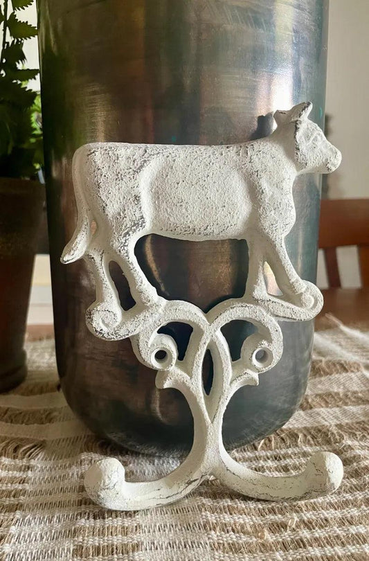 Metal Cow Double Wall Hook - Farmhouse Finds