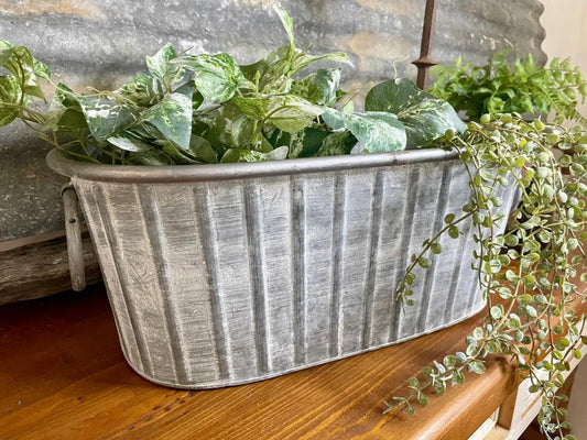 Long Metal Tub with Handles - Farmhouse Finds