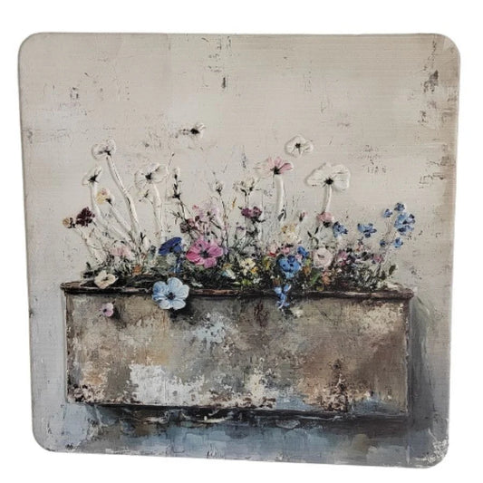 Flower Scene Pressed Metal Wall Art