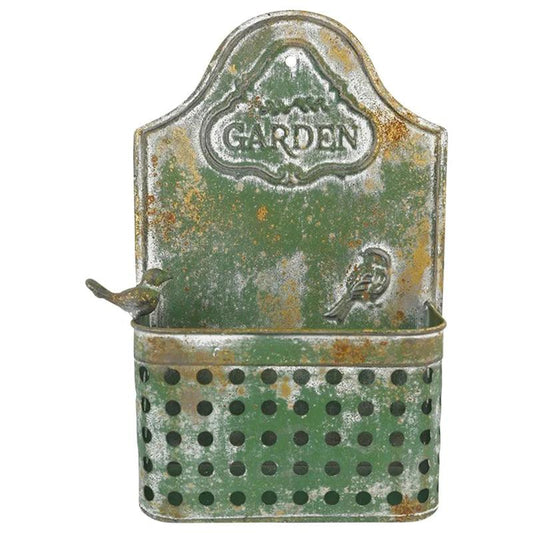 Vintage Green Embossed Wall Planter - Farmhouse Finds