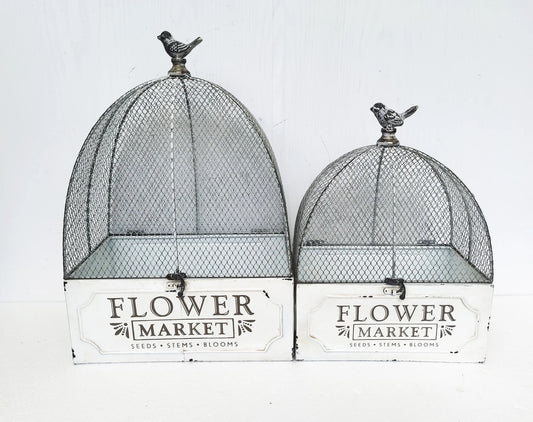 Flower Market Cloche Cage Set of 2