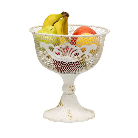 Distressed White Provincial Footed Bowl
