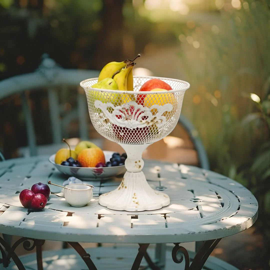Distressed White Provincial Footed Bowl