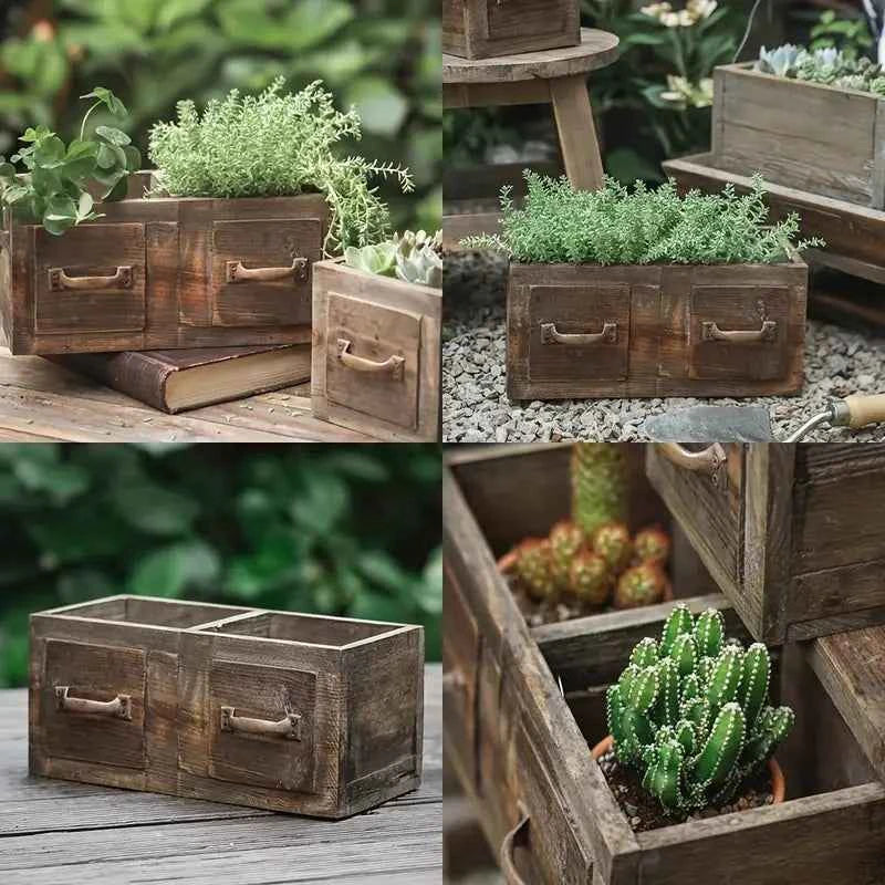 Rustic Container Planters Rustic Planter Box with Drawer - Stylish Home Décor for Plants ...