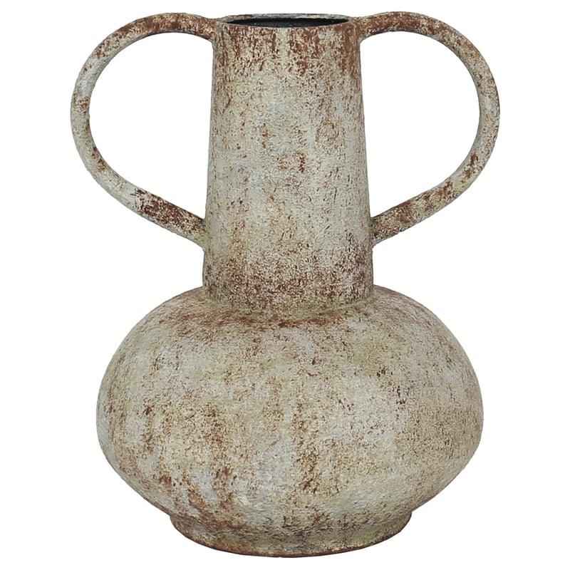 Artisan Aged Vase with Wide Base & Handles